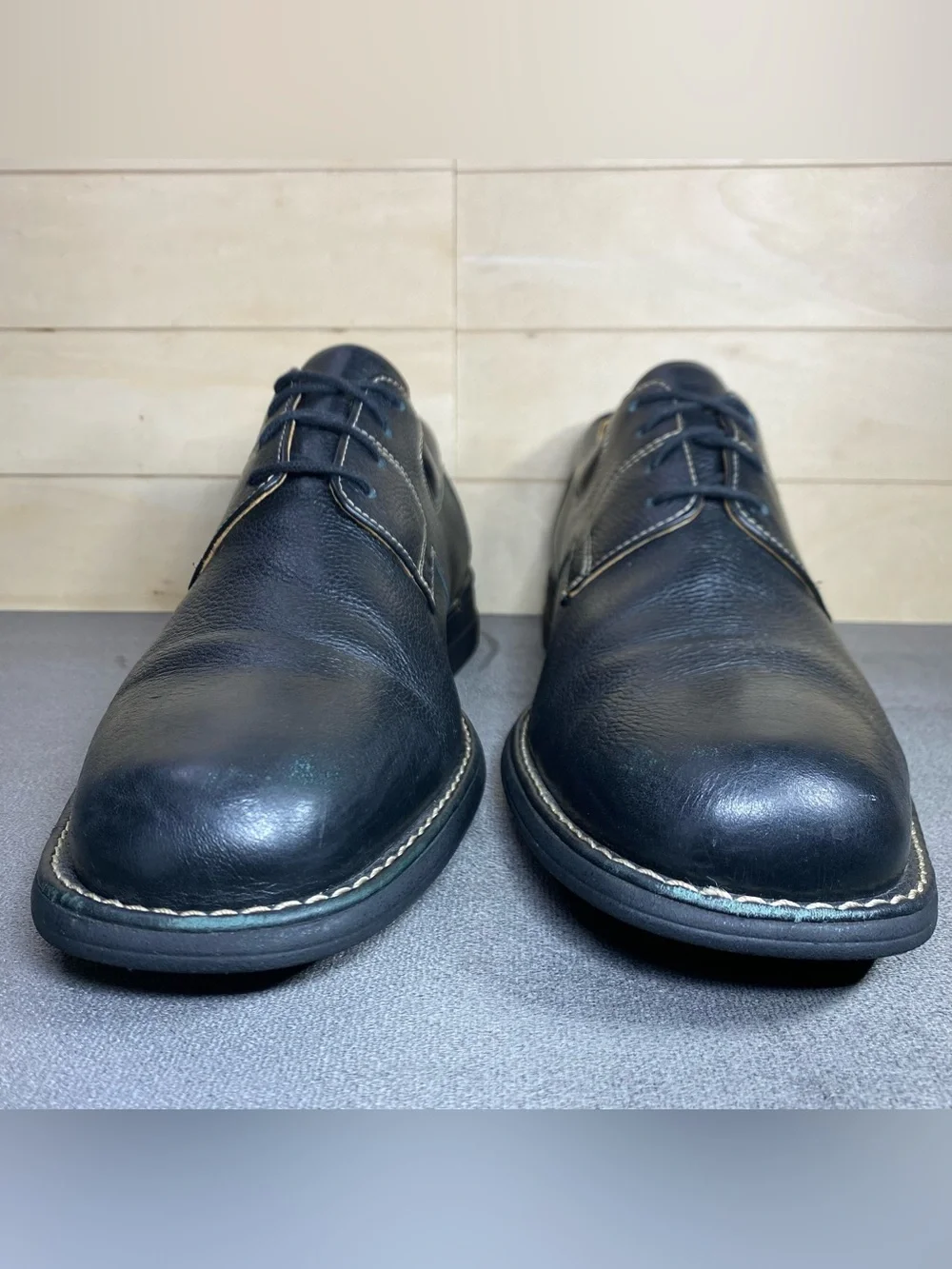 Johnston Murphy Shuler Oxfords Black Leather Men's Size 11 Shoes M Pebbled
